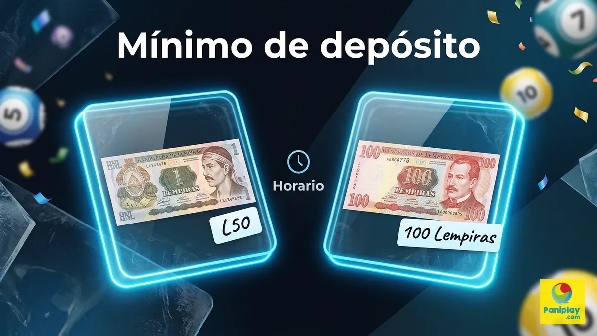 Comparación de dos cifras de monto mínimo de depósito en lempiras para Paniplay Honduras