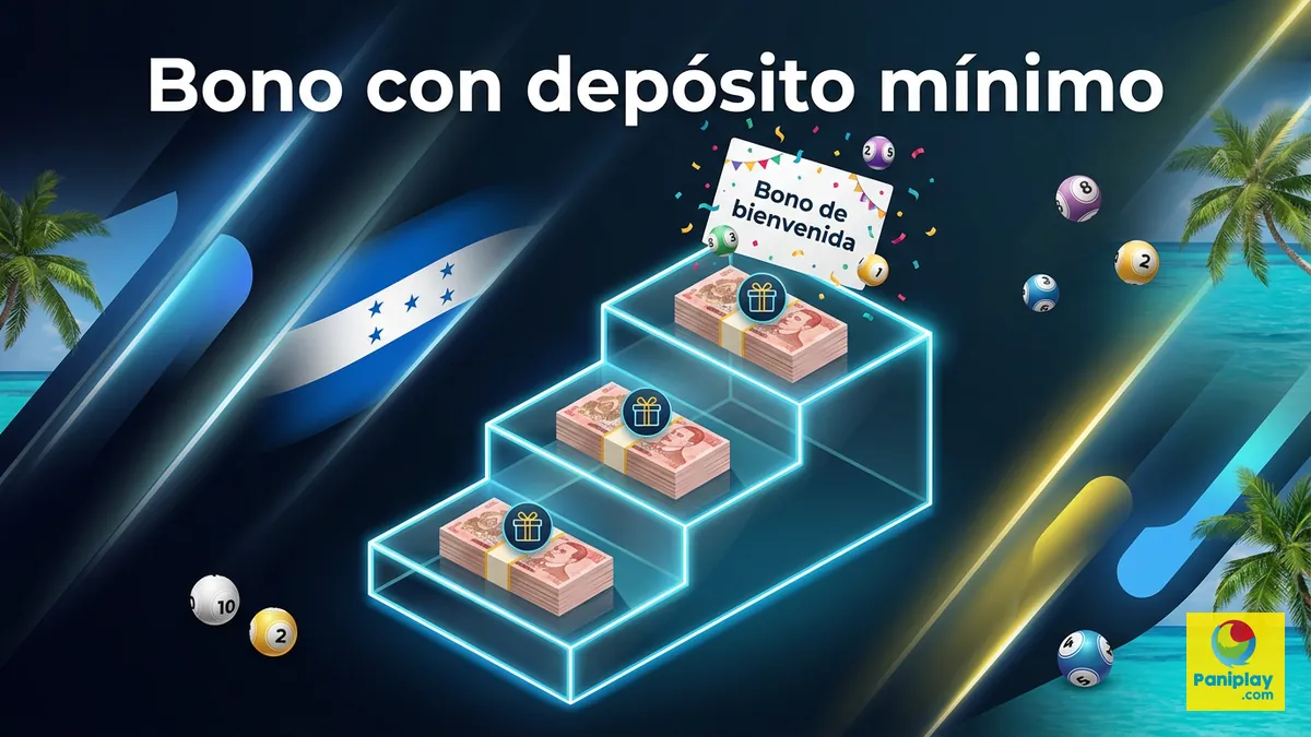 Escalera de bonificación mostrando el depósito mínimo para activar el bono de bienvenida en Paniplay Honduras