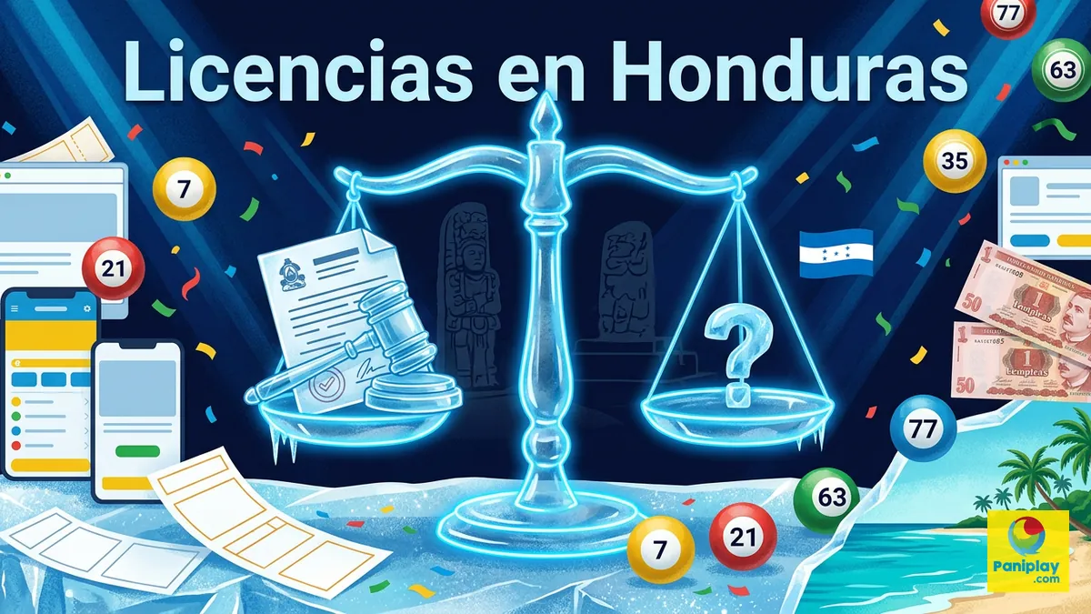 Balanza de vidrio con documento legal y bandera hondureña, sobre el marco legal de las apuestas online en Honduras