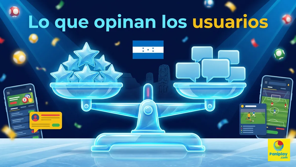 Balanza con estrellas de valoración y burbujas de opinión, representando las opiniones de usuarios en Honduras